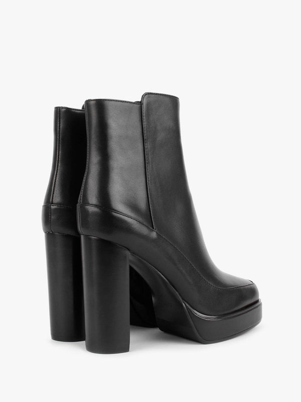 Sippy Black Leather Platform Ankle Boots