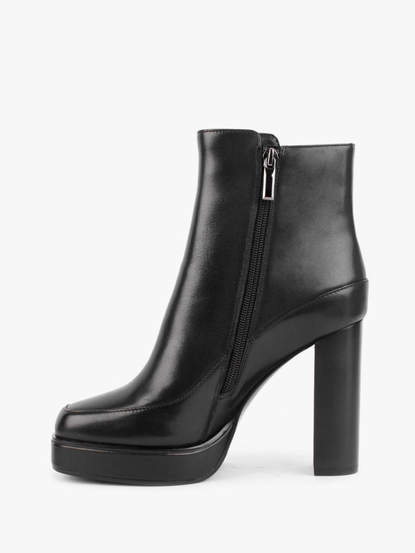 Sippy Black Leather Platform Ankle Boots