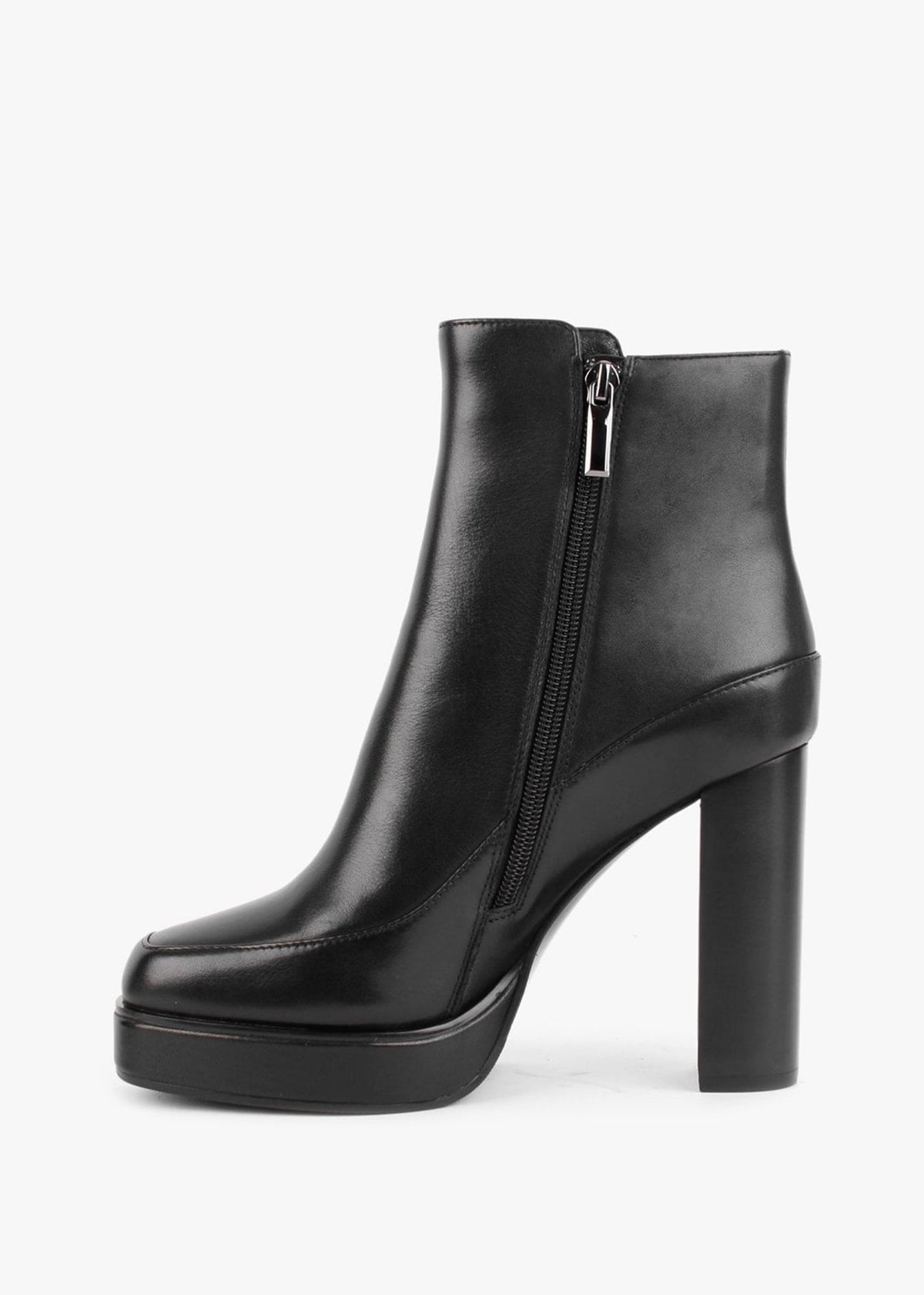 Sippy Black Leather Platform Ankle Boots