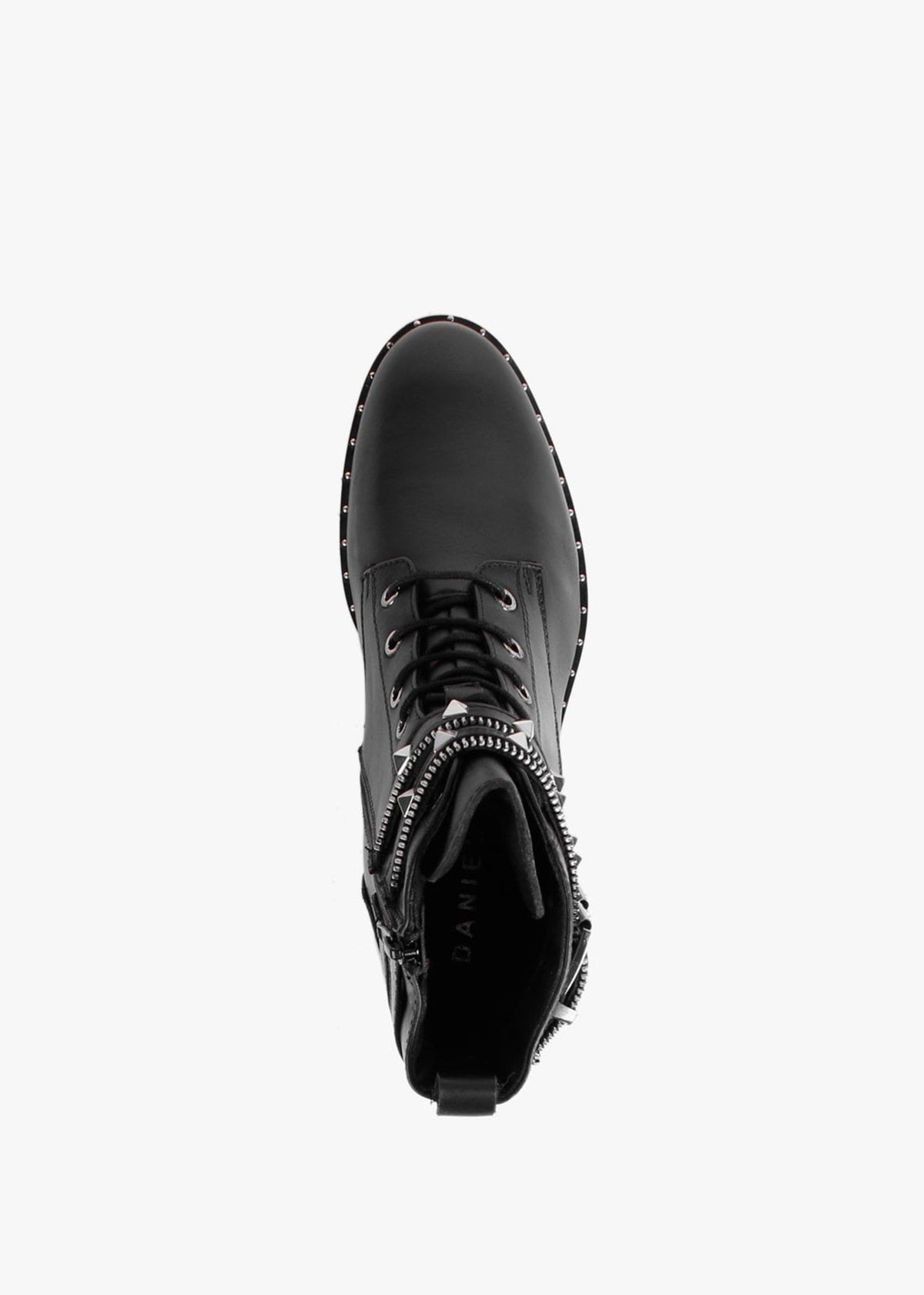 Sitfield Black Leather Studded Biker Boots