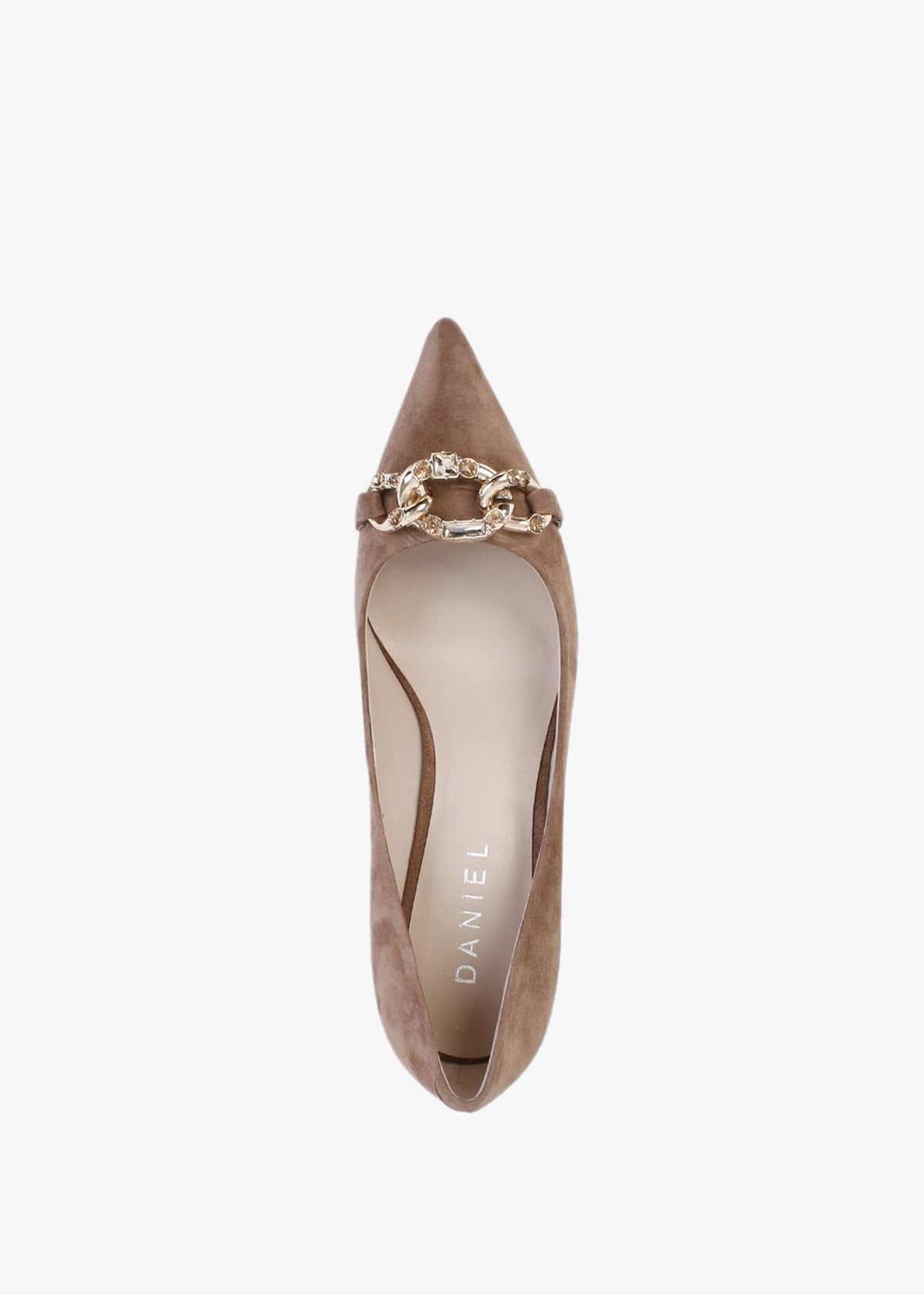 Sochain Tan Suede Embellished Wedge Court Shoes