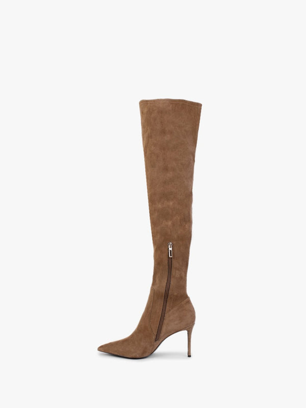 Stret Tan Over The Knee Boots