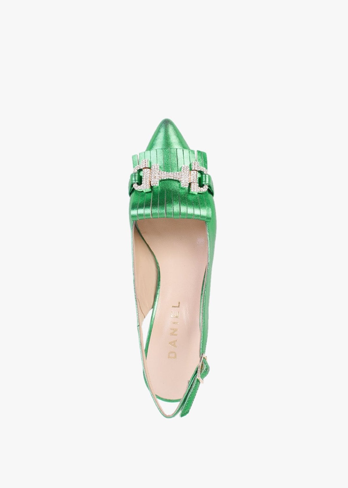 Alunar Green Leather Sling Back Heels