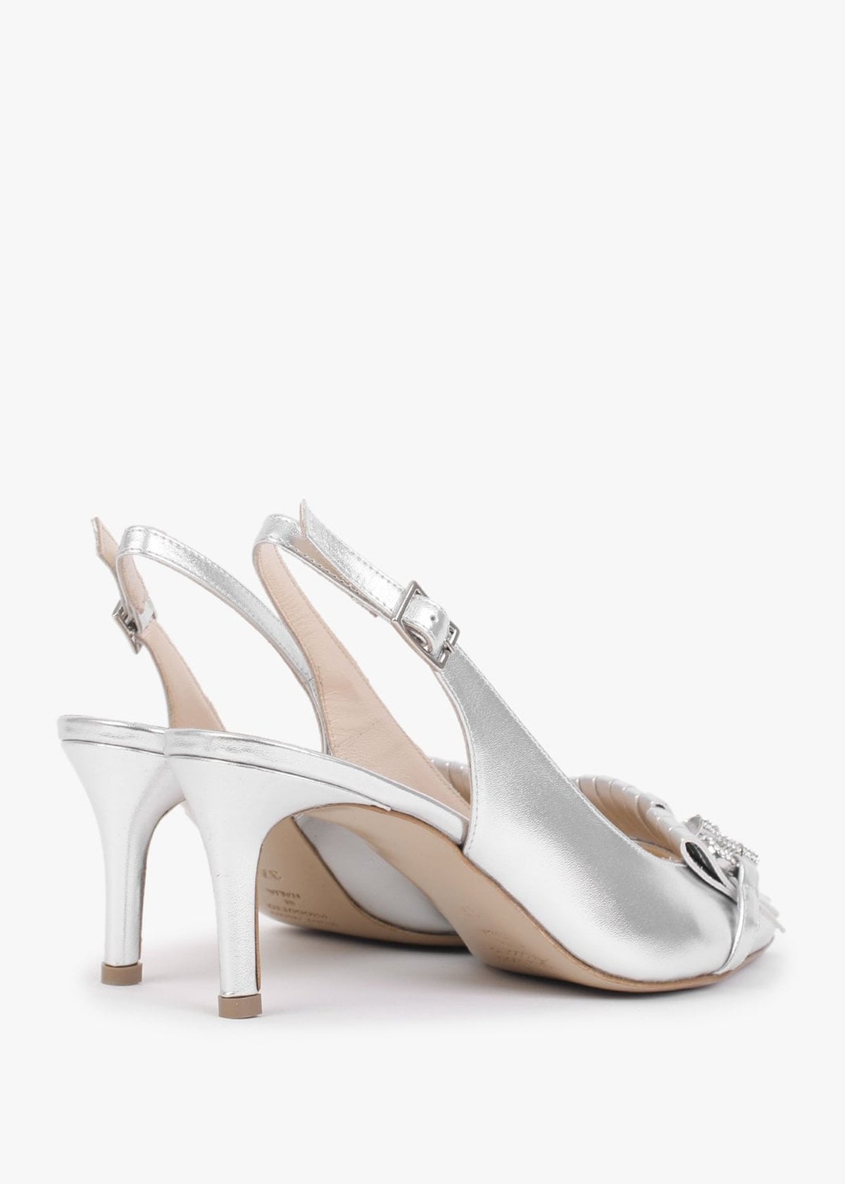 Alunar Silver Leather Sling Back Heels