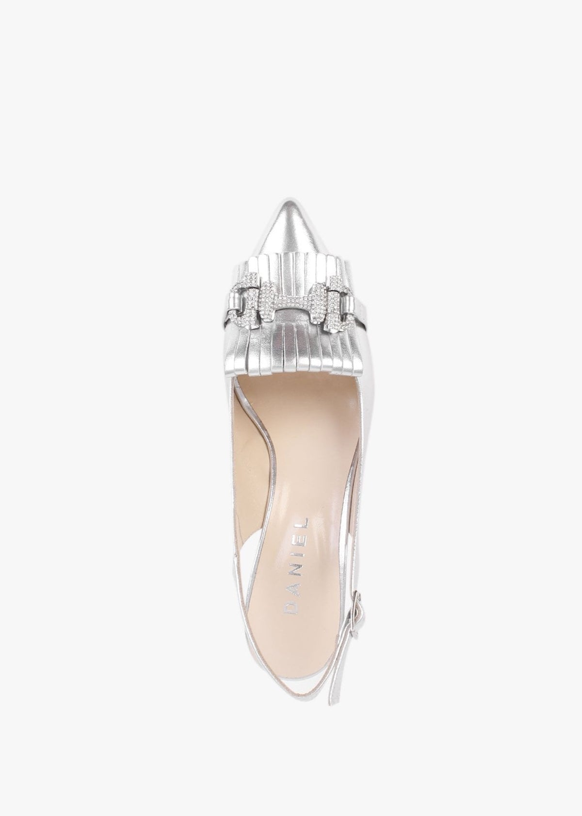 Alunar Silver Leather Sling Back Heels