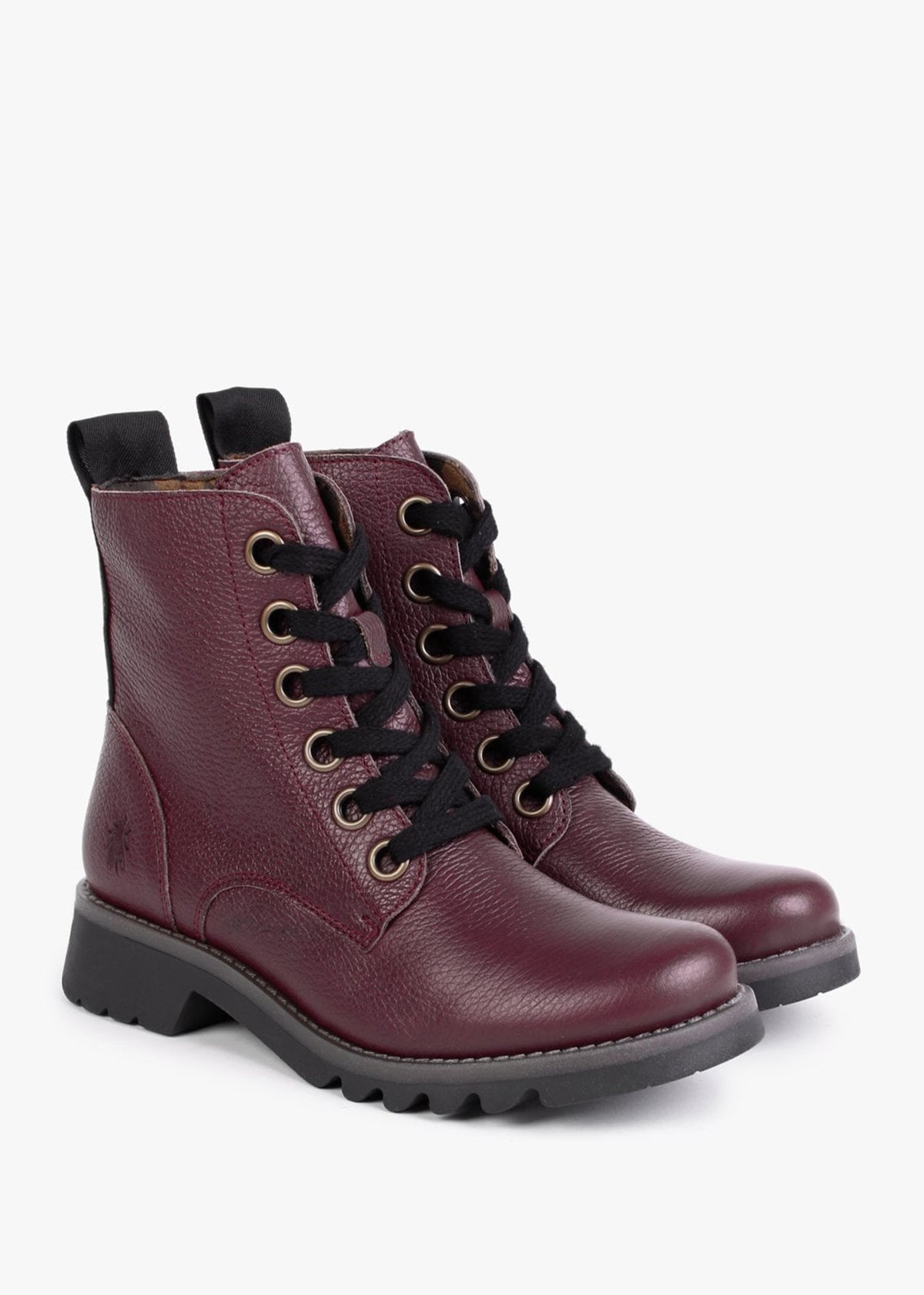 Ragi Burgundy Pebbled Leather Ankle Boots