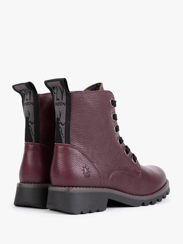 Ragi Burgundy Pebbled Leather Ankle Boots