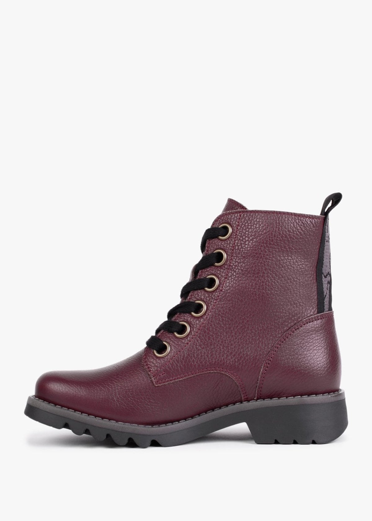 Ragi Burgundy Pebbled Leather Ankle Boots