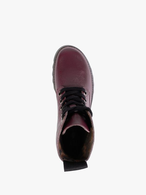 Ragi Burgundy Pebbled Leather Ankle Boots
