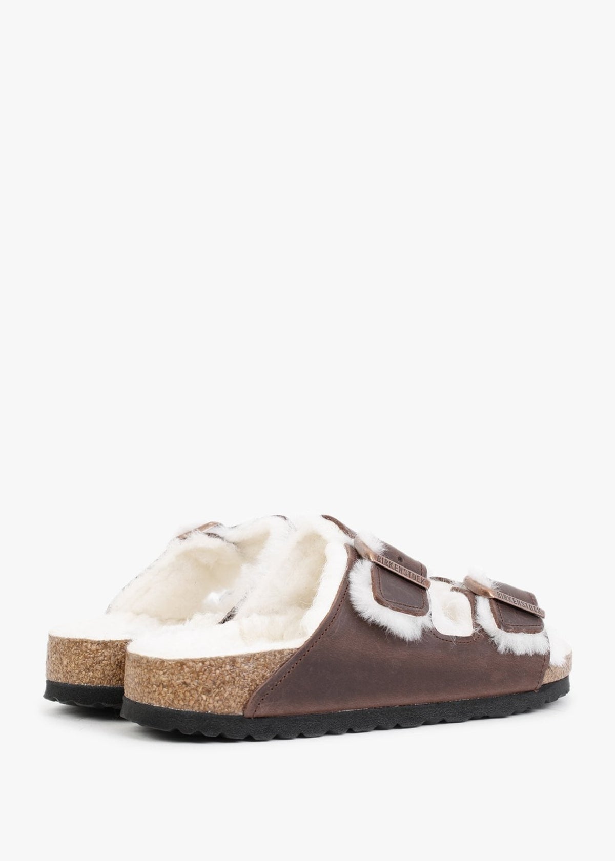 Arizona Shearling Habana Waxy Oiled Leather Two Bar Mules
