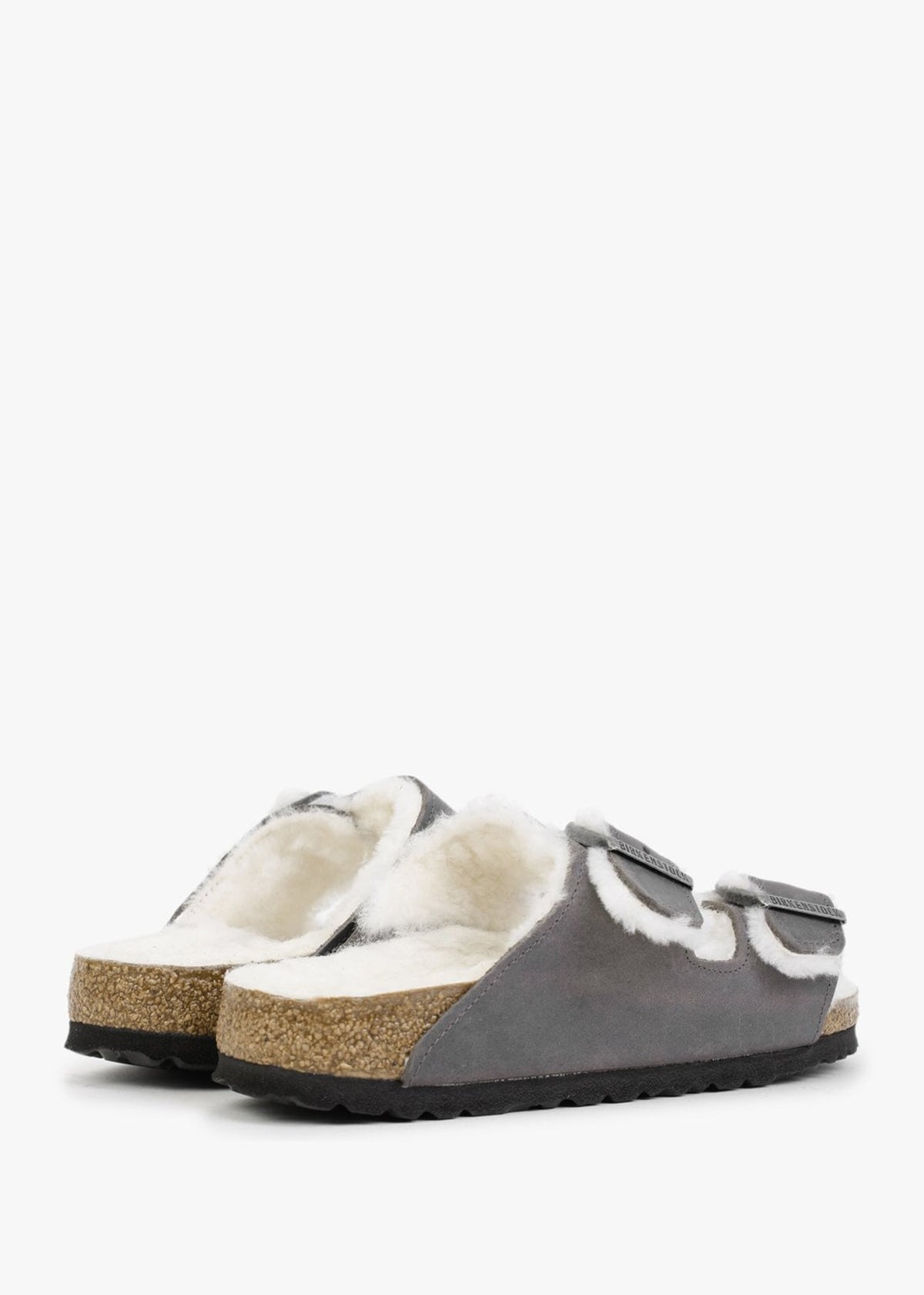 Arizona Shearling Iron Waxy Oiled Leather Two Bar Mules