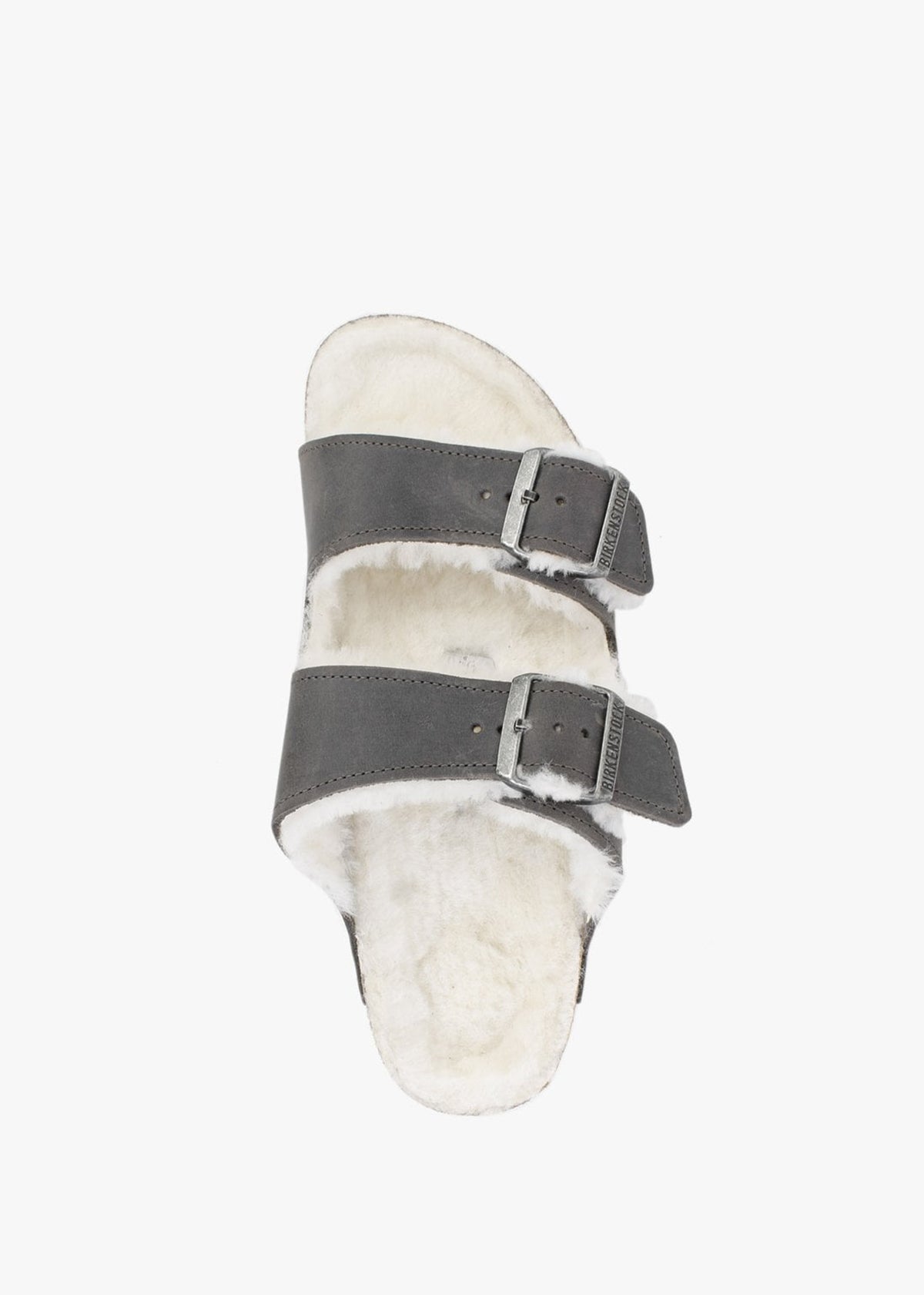 Arizona Shearling Iron Waxy Oiled Leather Two Bar Mules