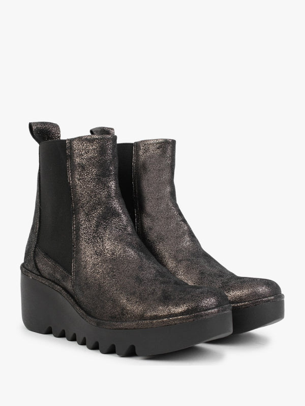 Bagu Cool Graphite Leather Wedge Chelsea Boots