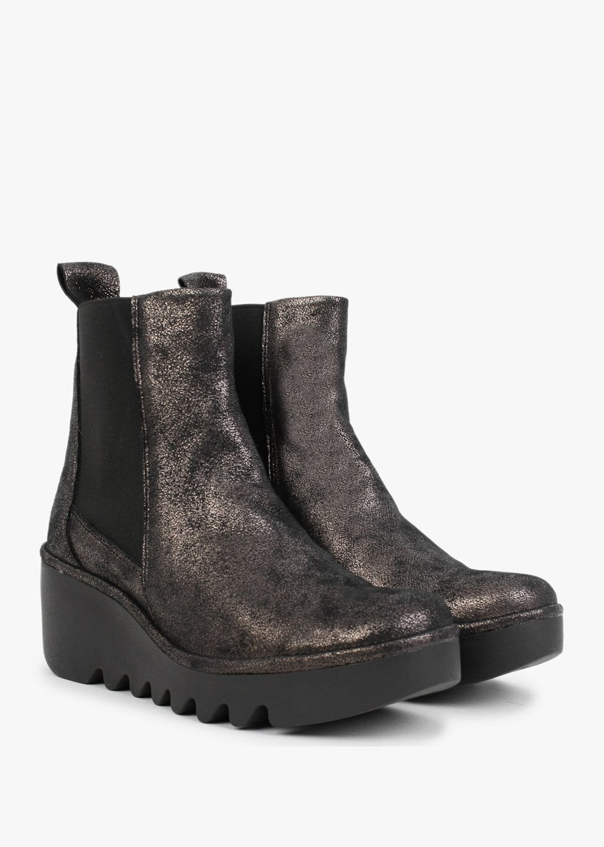 Bagu Cool Graphite Leather Wedge Chelsea Boots