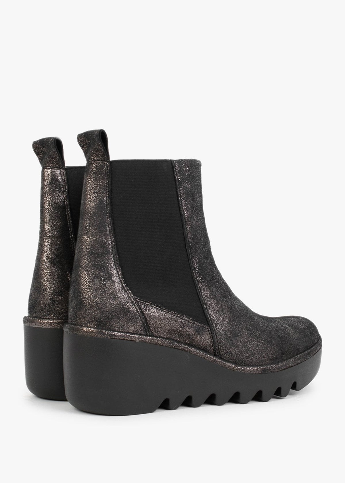 Bagu Cool Graphite Leather Wedge Chelsea Boots