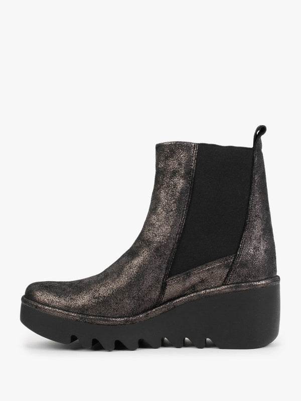 Bagu Cool Graphite Leather Wedge Chelsea Boots