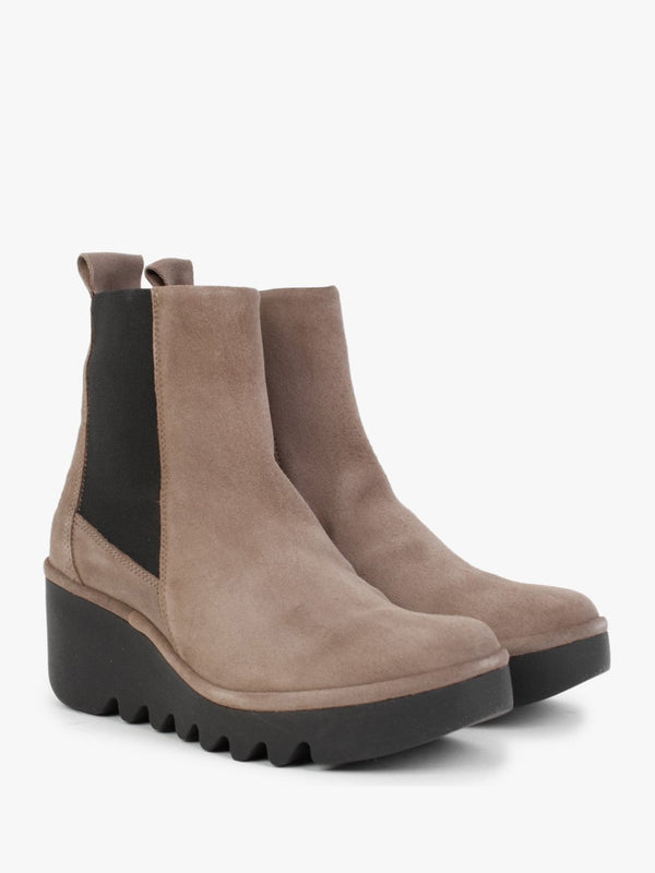 Bagu Taupe Oil Suede Wedge Chelsea Boots