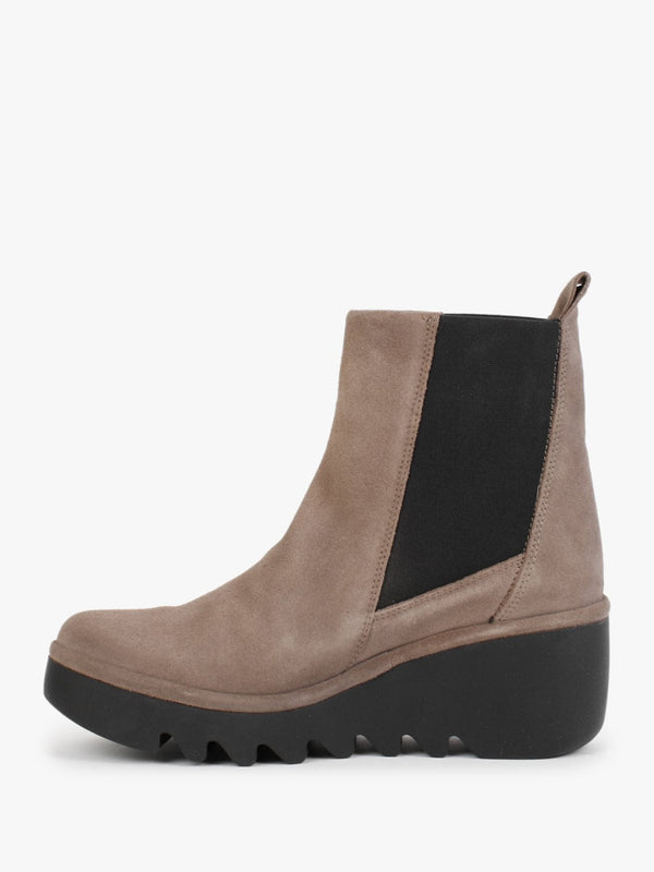 Bagu Taupe Oil Suede Wedge Chelsea Boots
