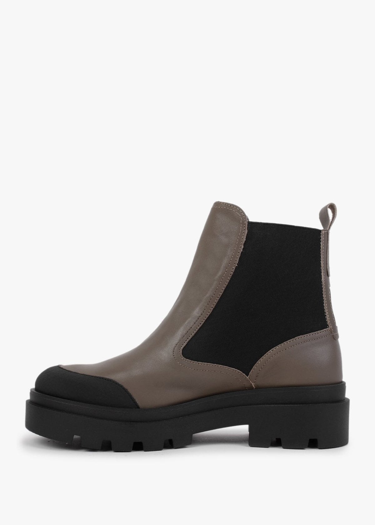 Jeba Taupe Leather Chunky Chelsea Boots
