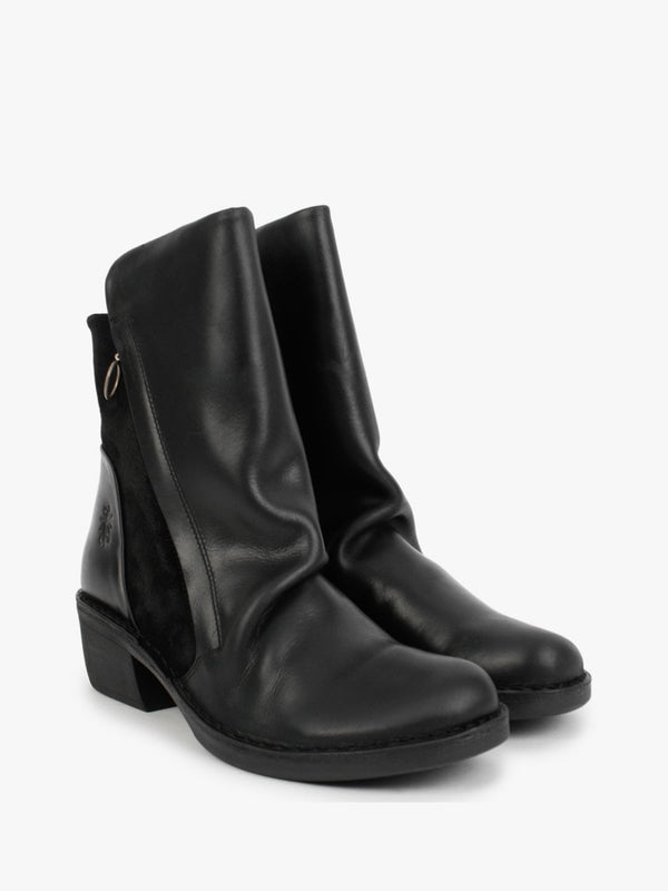Mely Black Leather & Suede Ankle Boots