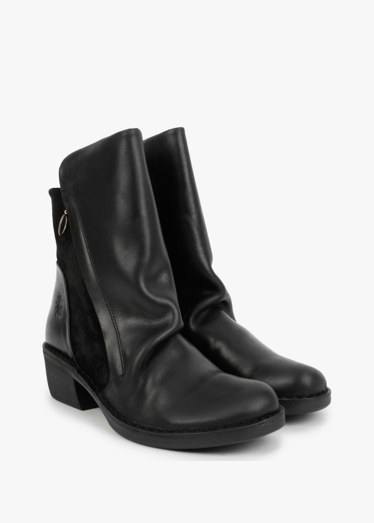 Mely Black Leather & Suede Ankle Boots
