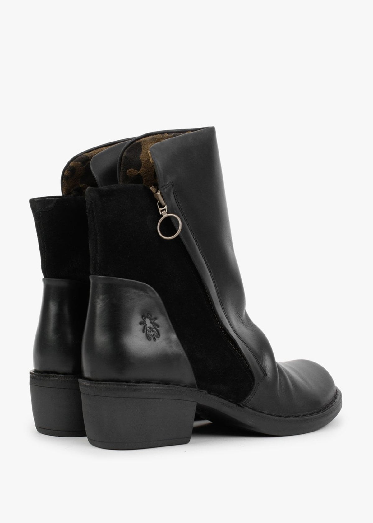 Mely Black Leather & Suede Ankle Boots