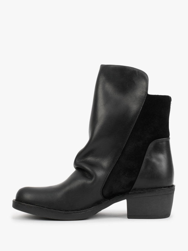 Mely Black Leather & Suede Ankle Boots