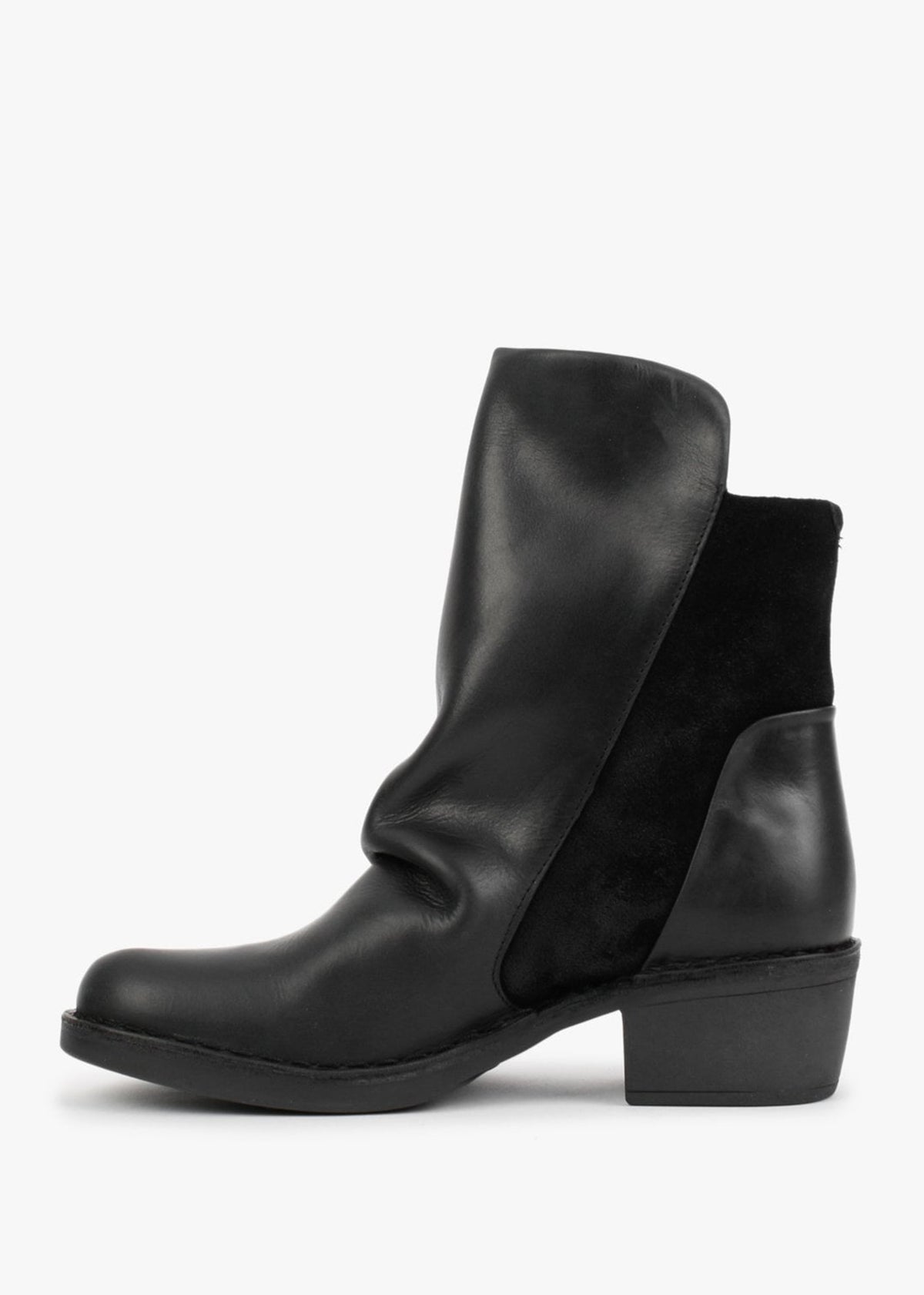 Mely Black Leather & Suede Ankle Boots
