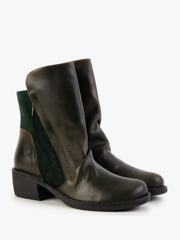 Mely Diesel Green Forest Leather & Suede Ankle Boots