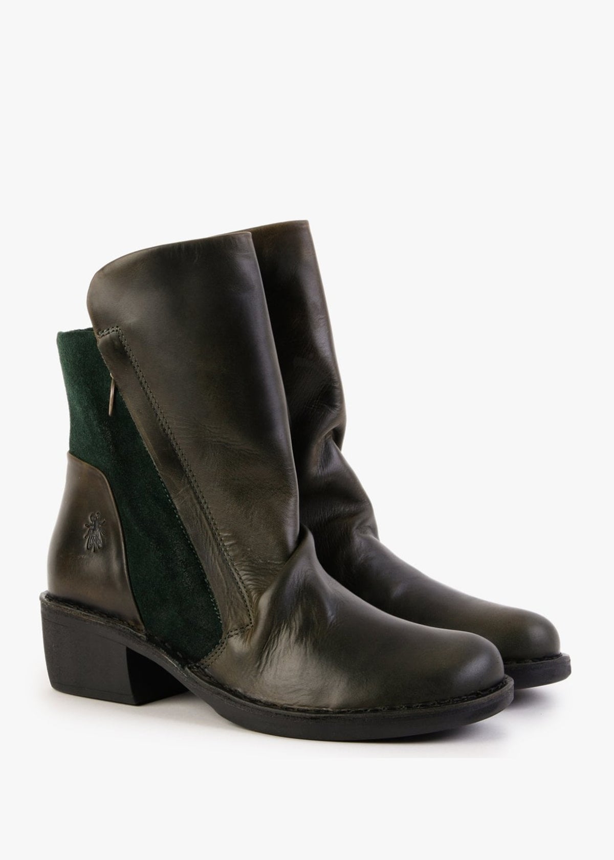 Mely Diesel Green Forest Leather & Suede Ankle Boots