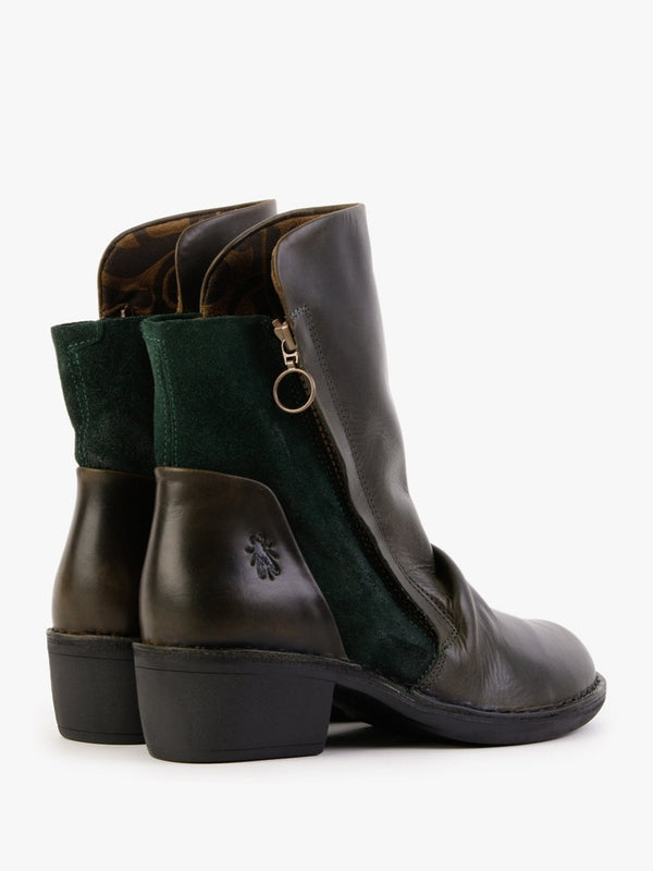 Mely Diesel Green Forest Leather & Suede Ankle Boots