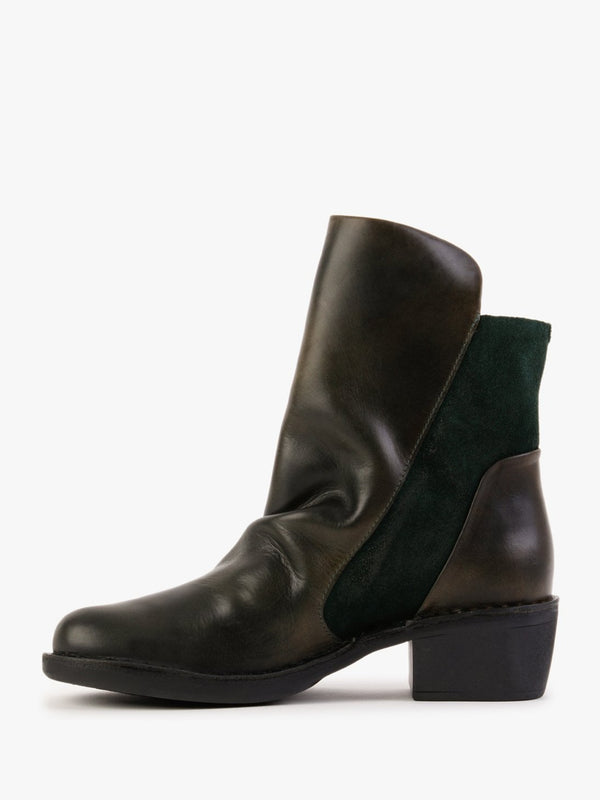 Mely Diesel Green Forest Leather & Suede Ankle Boots
