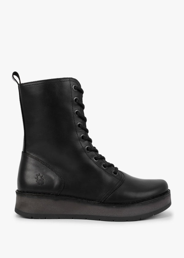 Rami Black Leather Lace Up Ankle Boots