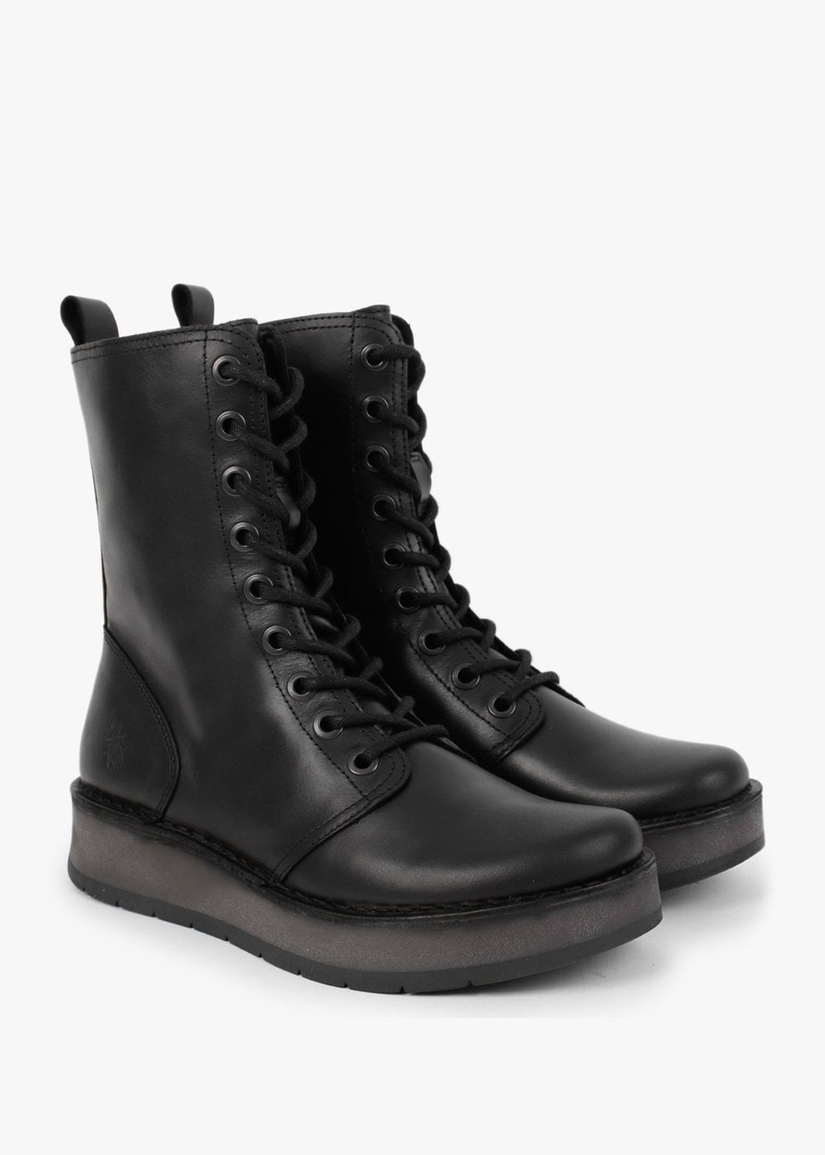 Rami Black Leather Lace Up Ankle Boots