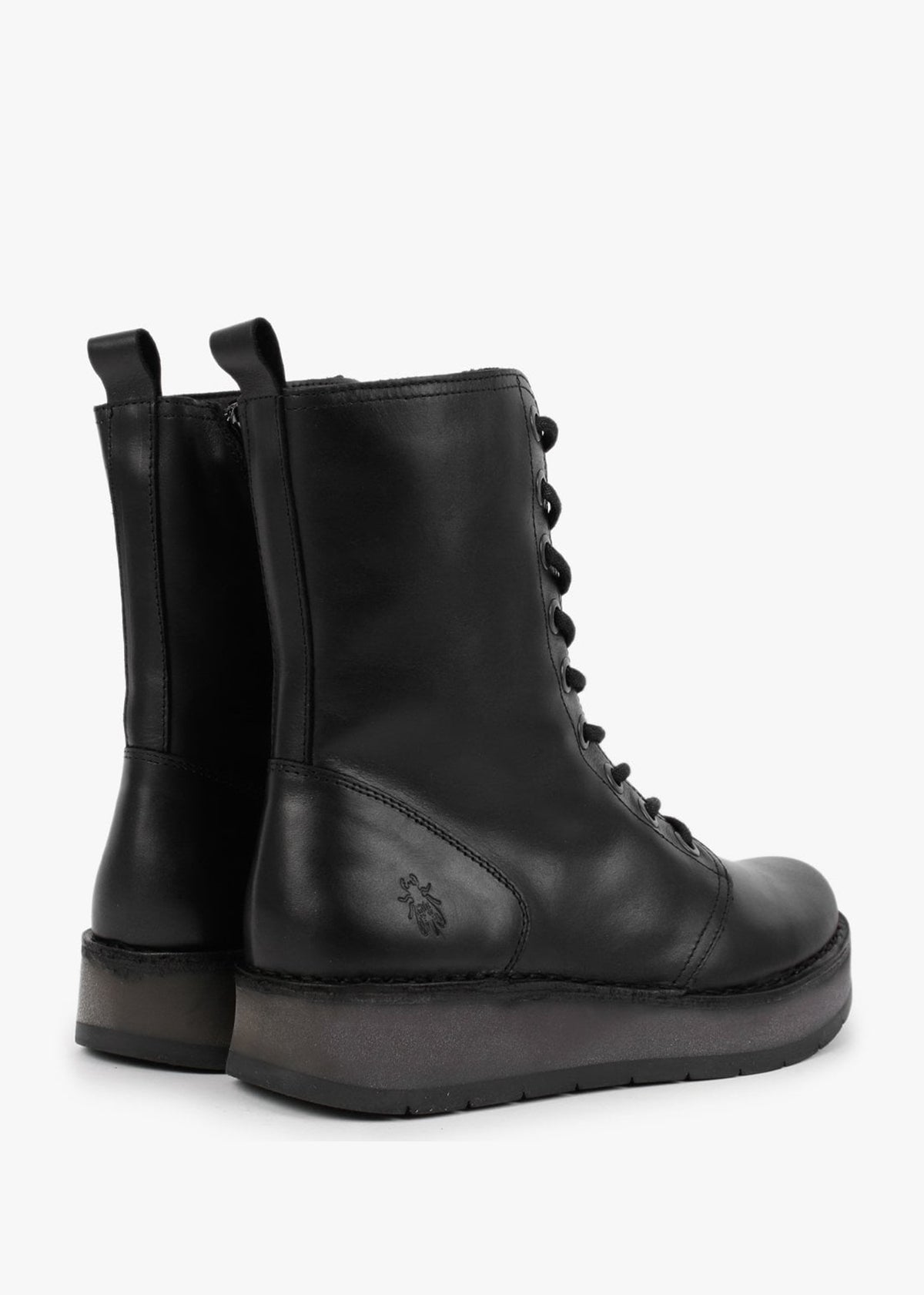 Rami Black Leather Lace Up Ankle Boots