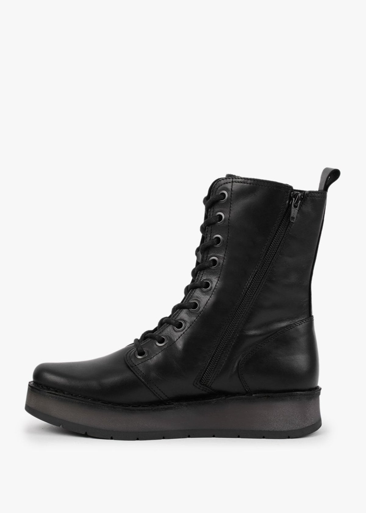 Rami Black Leather Lace Up Ankle Boots