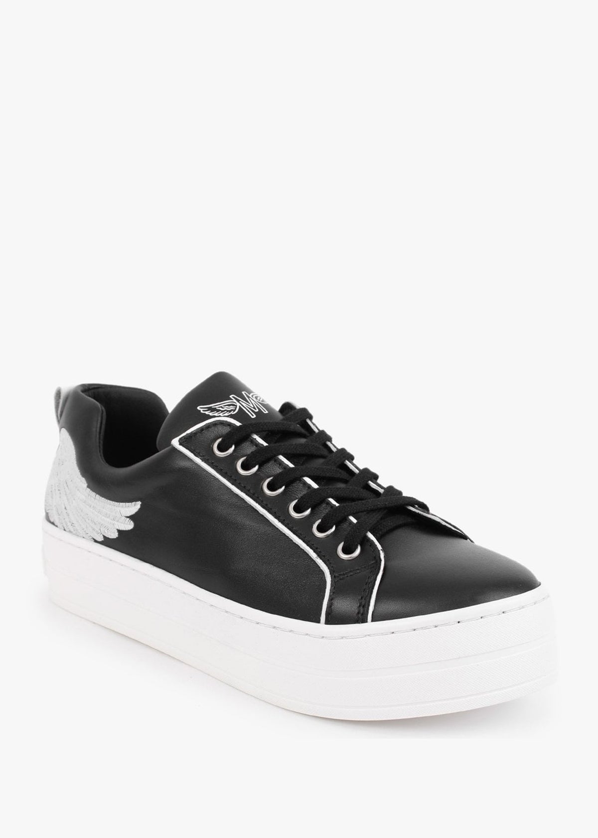 Angels II Black Leather Flatform Trainers