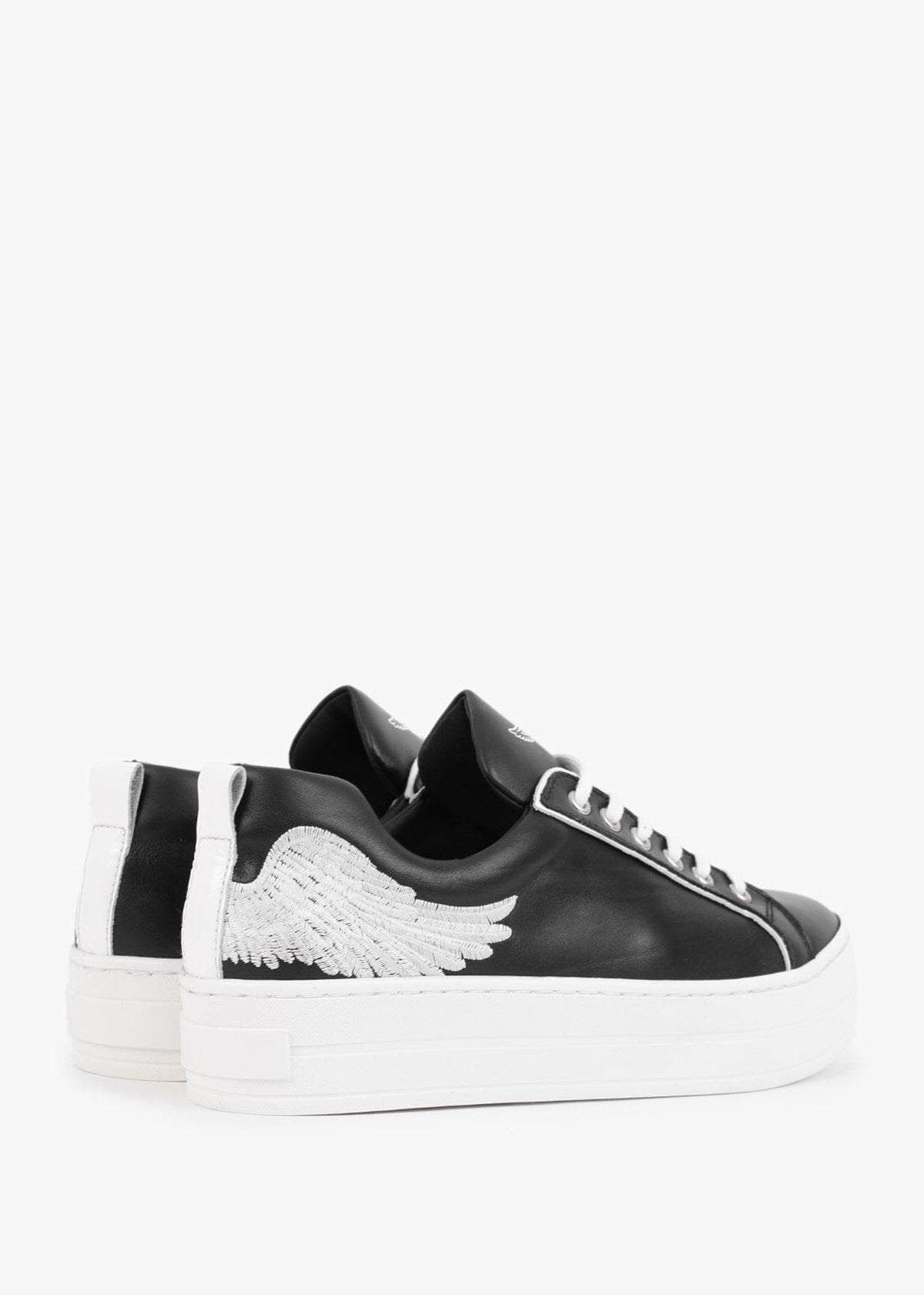 Angels II Black Leather Flatform Trainers
