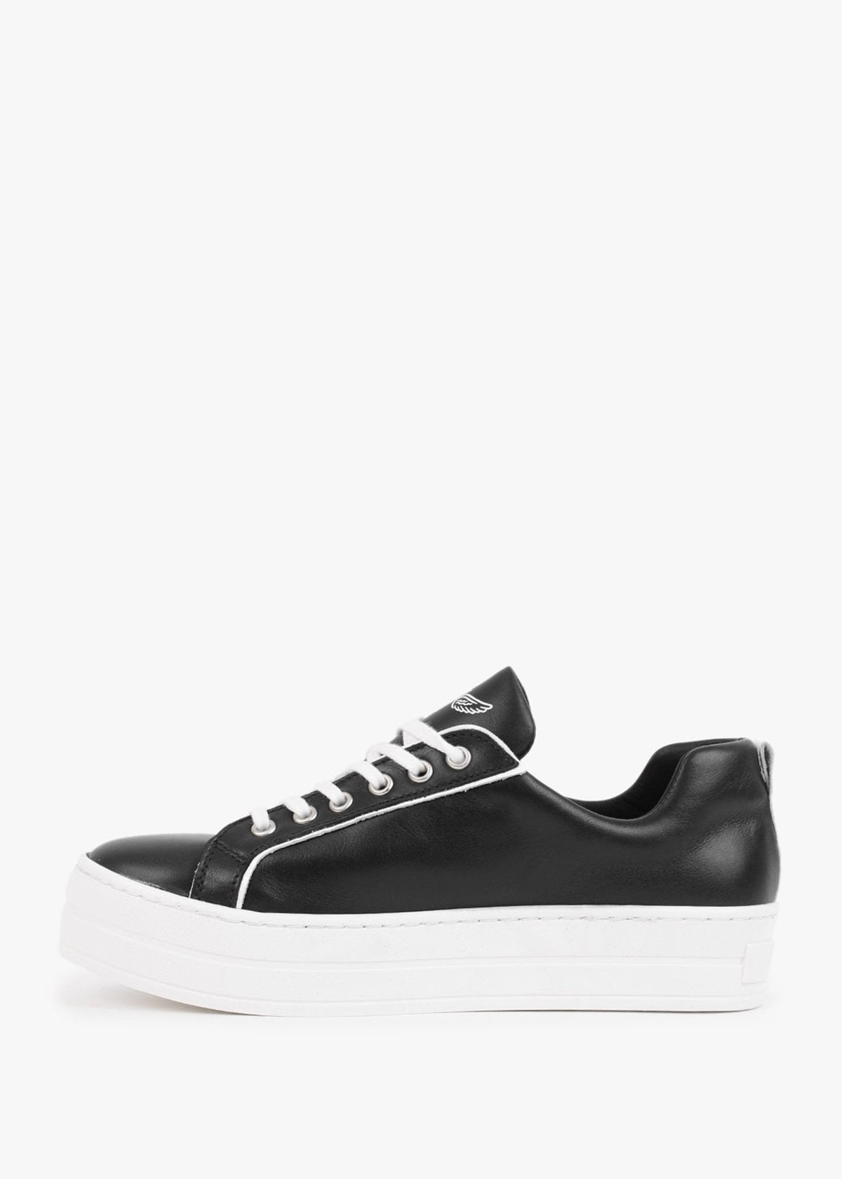 Angels II Black Leather Flatform Trainers