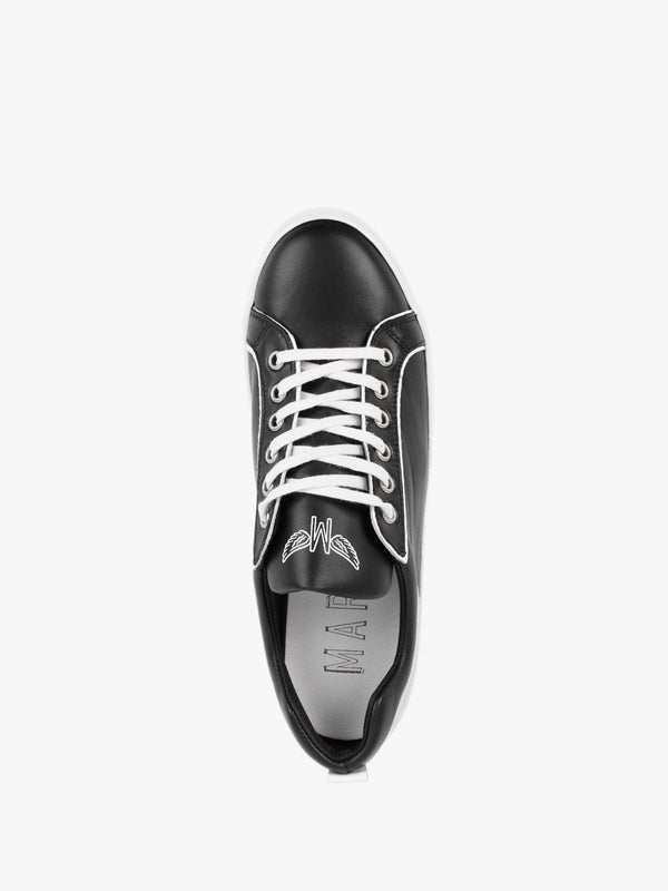 Angels II Black Leather Flatform Trainers