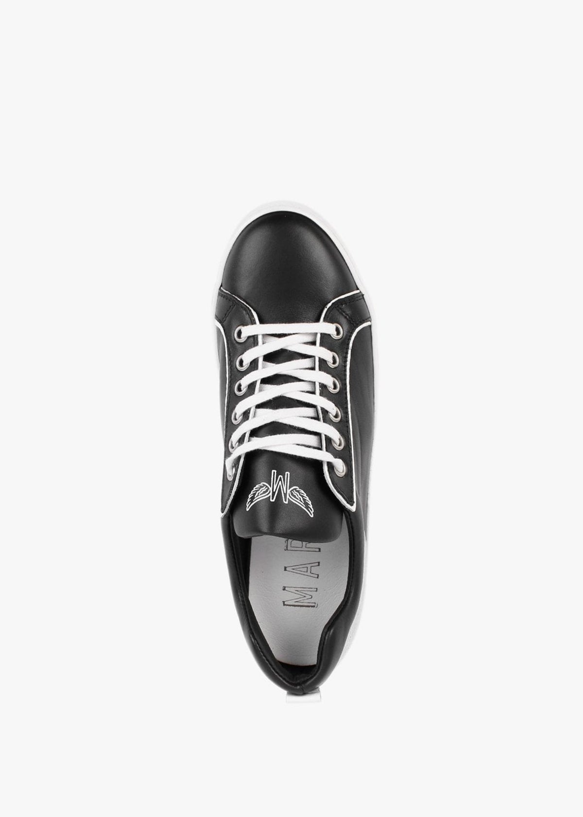Angels II Black Leather Flatform Trainers