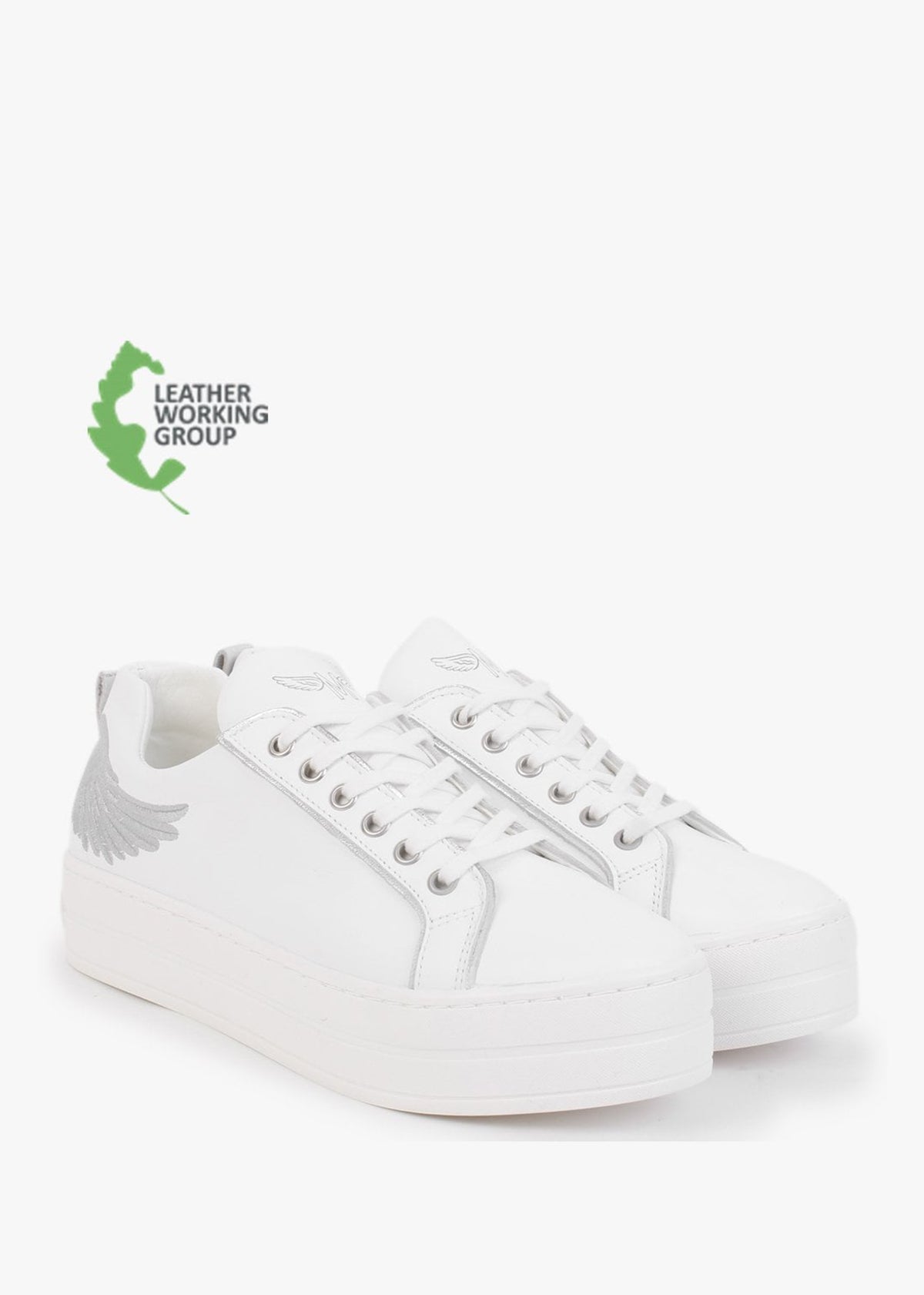 Angels II Silver Leather Flatform Trainers
