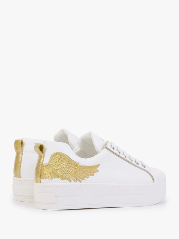 Angels II Gold Leather Flatform Trainers