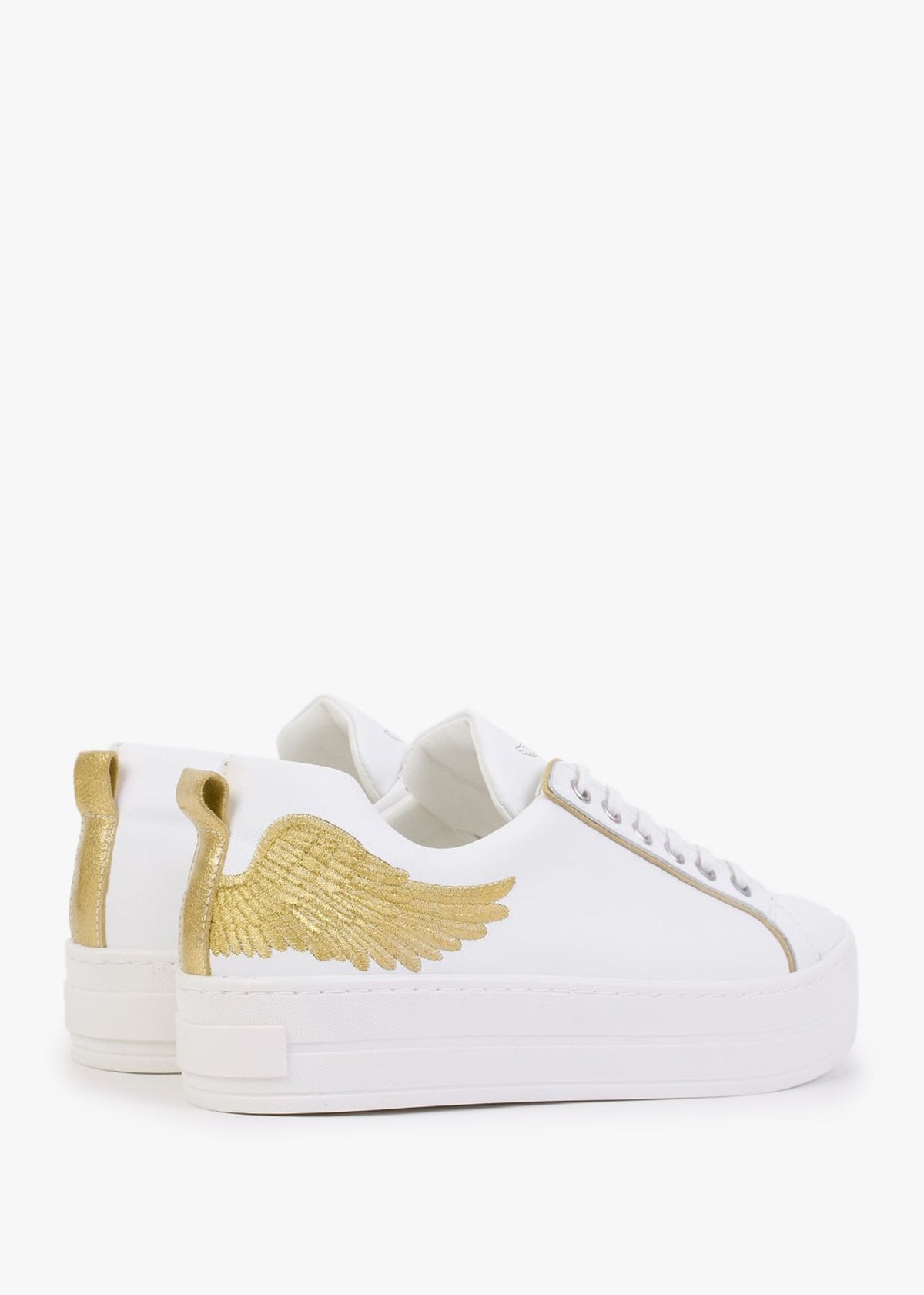 Angels II Gold Leather Flatform Trainers
