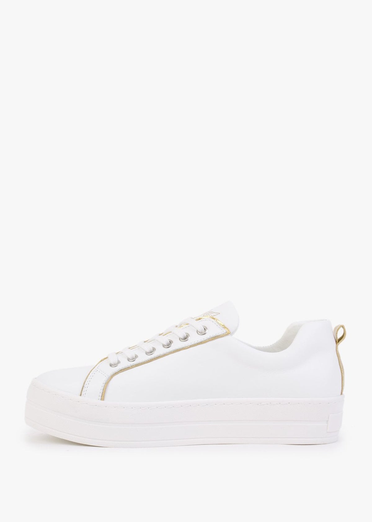 Angels II Gold Leather Flatform Trainers