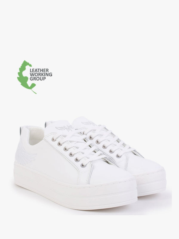 Angels II White Leather Flatform Trainers