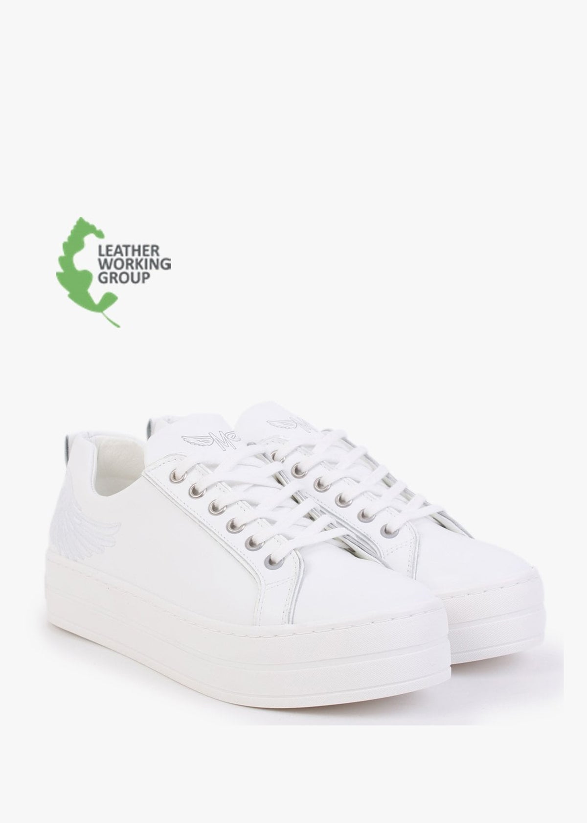 Angels II White Leather Flatform Trainers