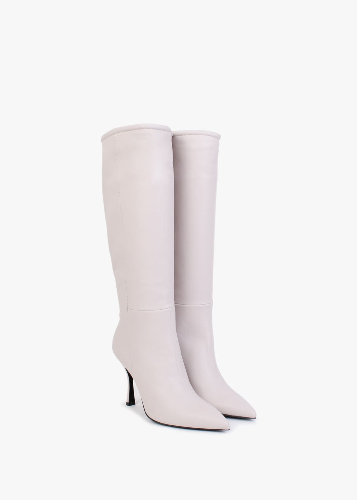Nulnee Light Grey Leather Knee Boots