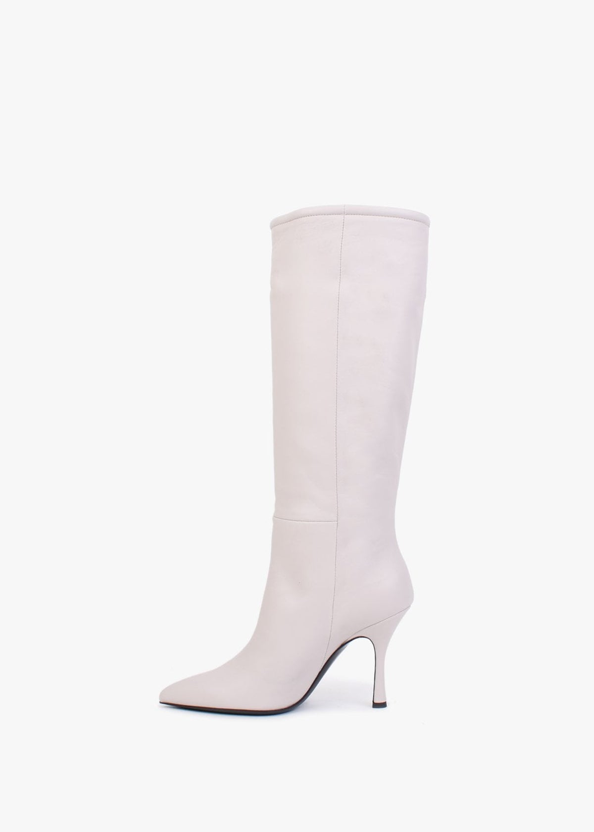 Nulnee Light Grey Leather Knee Boots