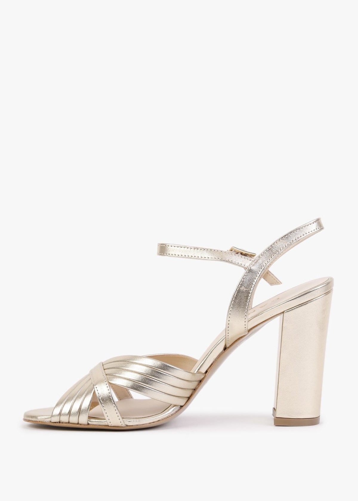 Aversan Gold Leather Heeled Sandals